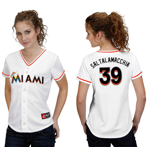 Jarrod Saltalamacchia #39 mlb Jersey-Miami Marlins Women's Authentic Home White Cool Base Baseball Jersey